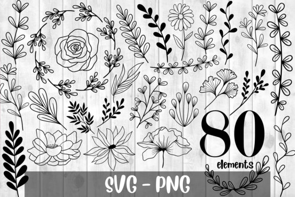 80 Floral SVG Elements: Graphics & Illustrations