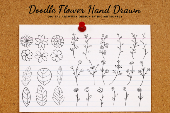 Doodle Floral Ornament Clipart Graphic for Branding and Design