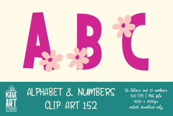 Floral Alphabet Sublimation 152 Graphics and Illustrations
