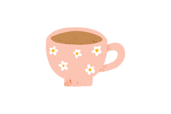 Floral Trendy Modern Teacup Cute Flowers for Design Projects
