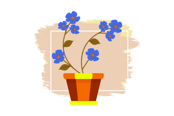 Flower Pot Floral Brush Style - A Versatile Graphic Design Asset