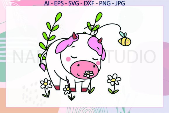 Flowers Floral Cow Animals Svg for Local Business Branding