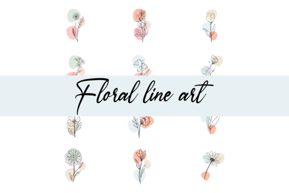 Line Art Floral Abstract Graphics for Crafting