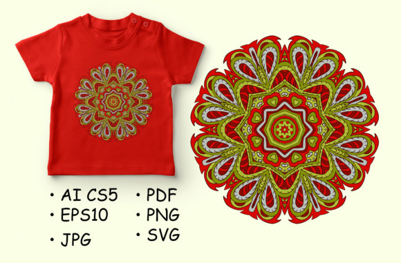 Mandala Doodle Drawing: Colorful Floral Graphics
