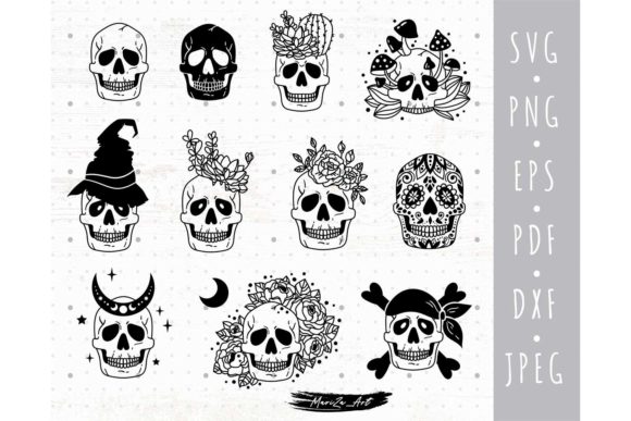 Mystical Floral Skull SVG Bundle for Graphics and Illustrations