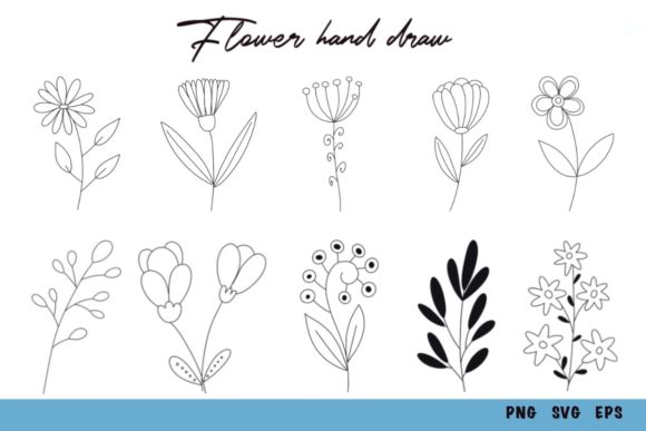 Retro Floral Leaf Clipart Set for Graphic Design