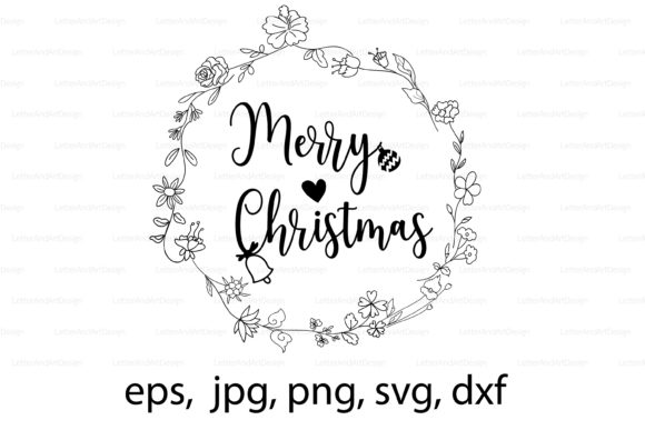 Review: Merry Christmas Text in a Floral Wreath