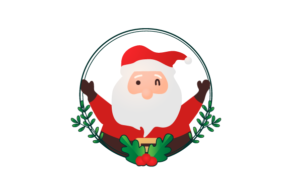 Santa Claus in Christmas Floral Frame 01 Graphics and Illustrations