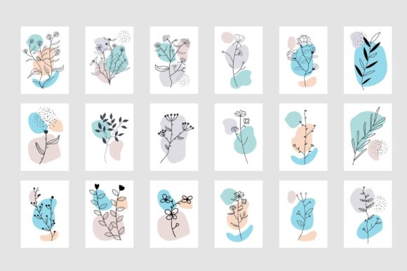 Set of 18 Floral Boho Collection for Graphics and Illustrations