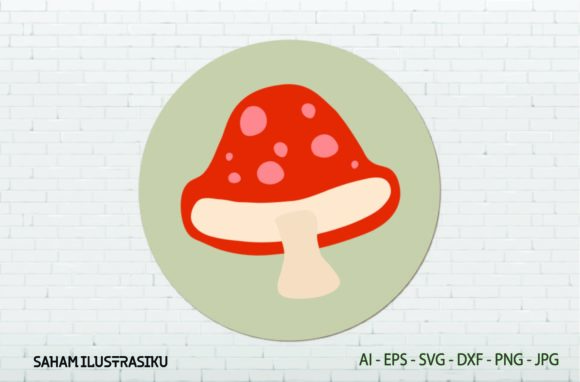 Stickers Mushroom Floral Svg Label for Graphics and Illustrations