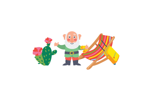 Summer Gnomes and Flower Cactus Floral Graphics for Blogs and Websites
