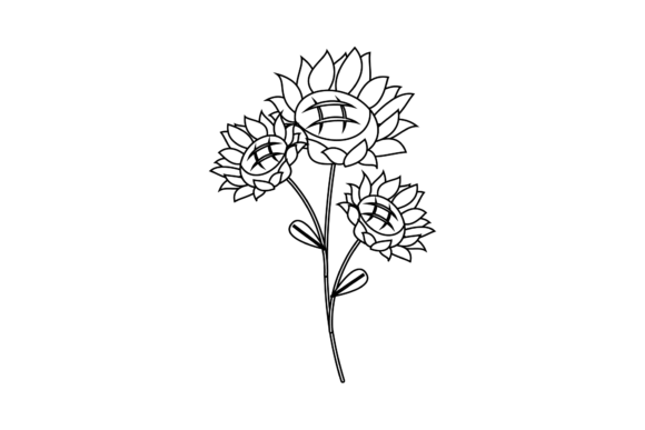 Sunflowers Floral Outline - A Versatile Graphic for Local Branding
