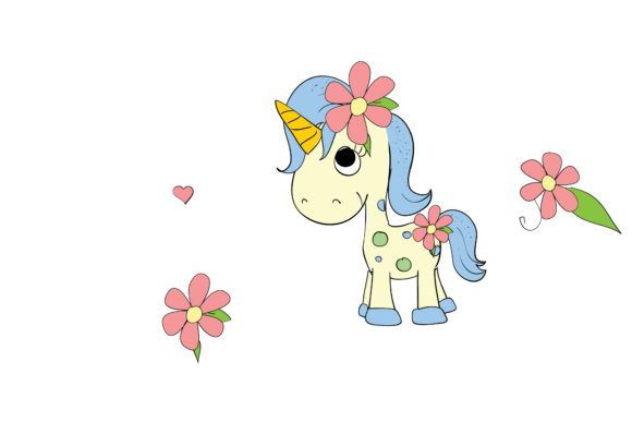 Unicorn Blue and Flowers Floral Svg for Crafting and Graphics
