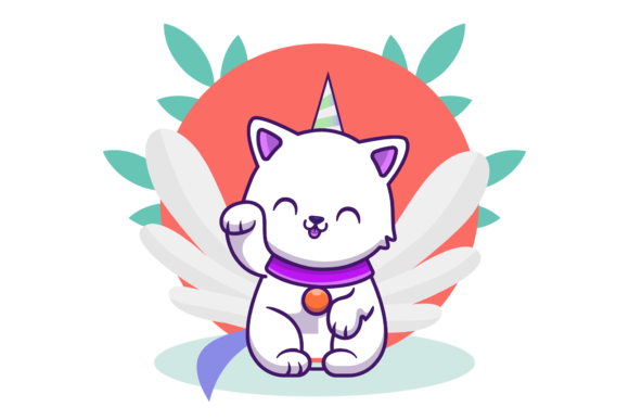 Unicorn Cats Cute Circle Floral Graphics for Blog and Editorial Use