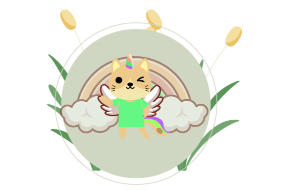 Unicorn Cute Cats Background Floral Graphics