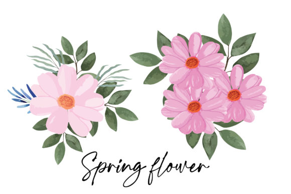 Watercolor Elegant Spring Floral Set for Graphics and Illustrations